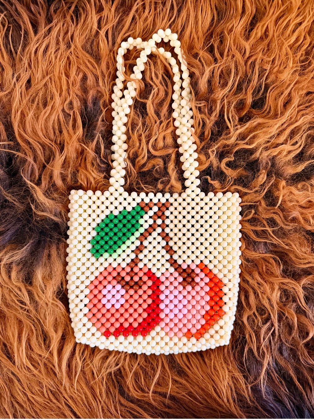 Hand-Beaded Cherry Bag